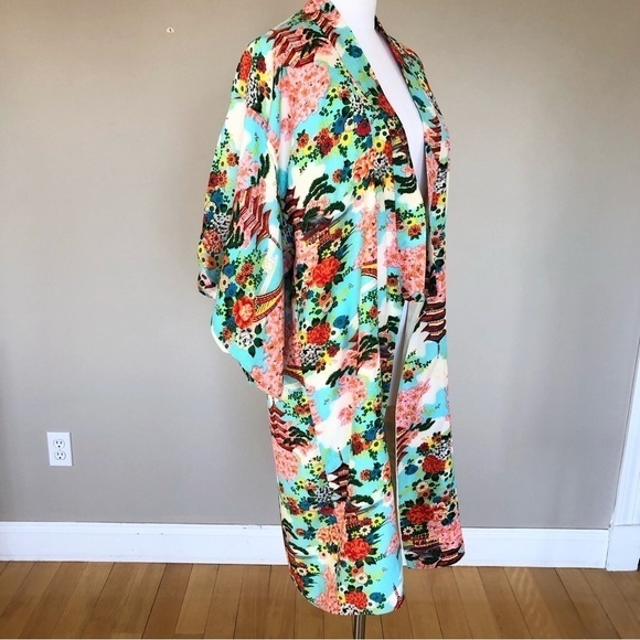 VINTAGE made in Japan kimono robe duster colorful - Picture 2 of 14